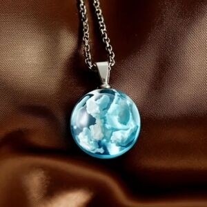 4/$15 Blue Cloud Pendant Necklace Gifts Her Him Teen